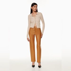 Wilfred Melina Pant Rich Chestnut Faux Leather Size 6 NWT High-Rise Straight Leg